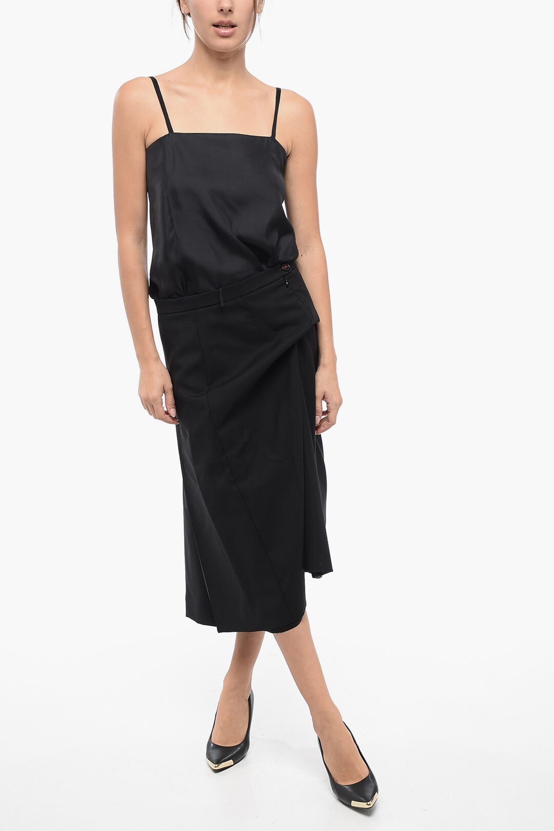 ワンピース MAISON MARGIELA MULTIWEAR WOOL DRESS Maison Margiela MM4 Wool Dress with Asymmetric Skirt women