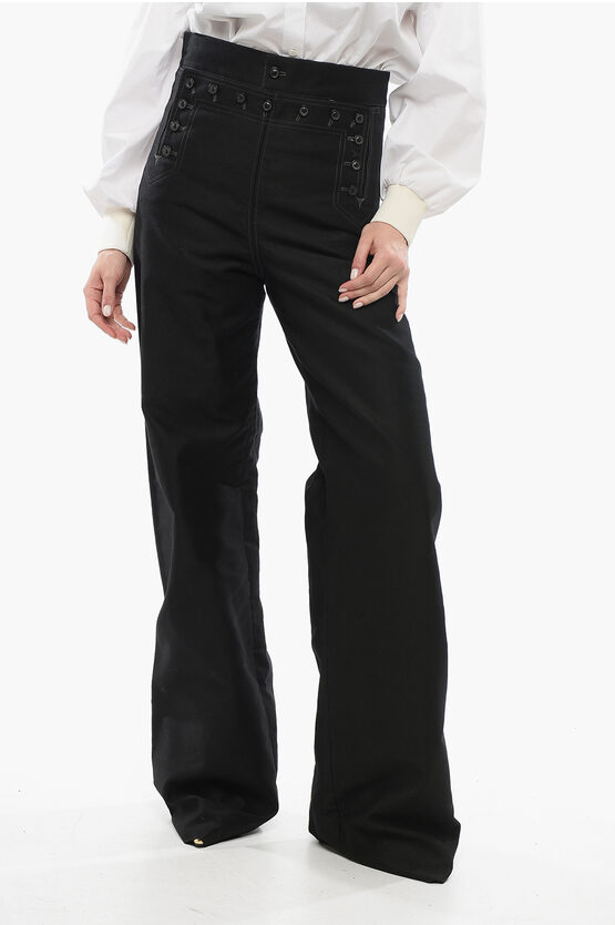 Maison Margiela Mm5 Satin Cotton Pants With Buttons