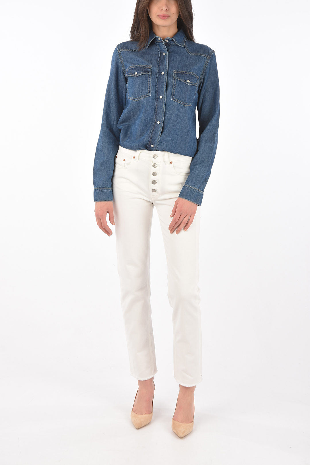 Maison Margiela MM6 5 buttons straight jeans with frayed hem