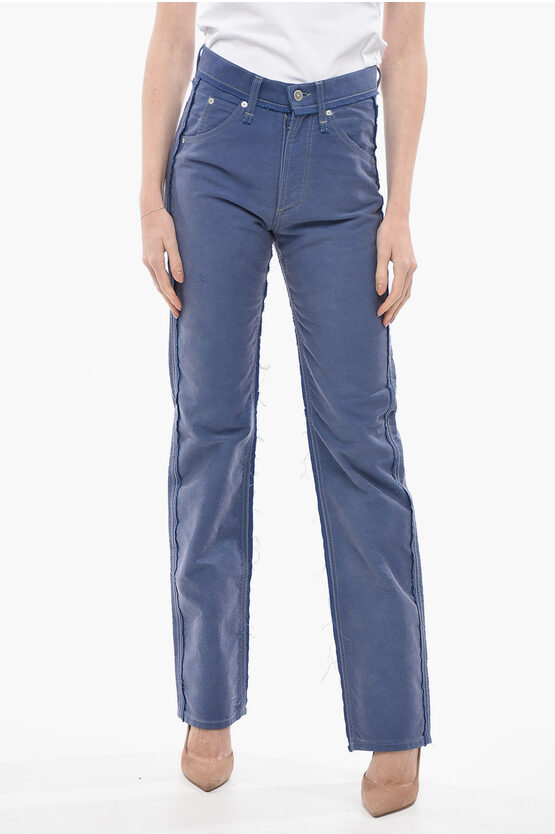 Shop Maison Margiela Mm6 5 Pocket Lived-in Pants With Raw-cut Edges