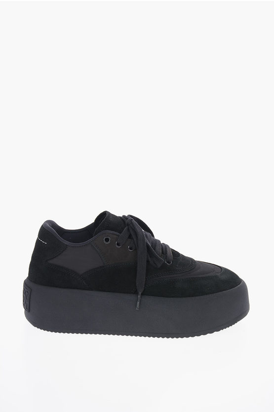 MM6 Maison Margiela★(w) Suede Panel Leather Sneakers★人気 MM6 BY Maison Margiela Panelled Suede Flatform Sneakers