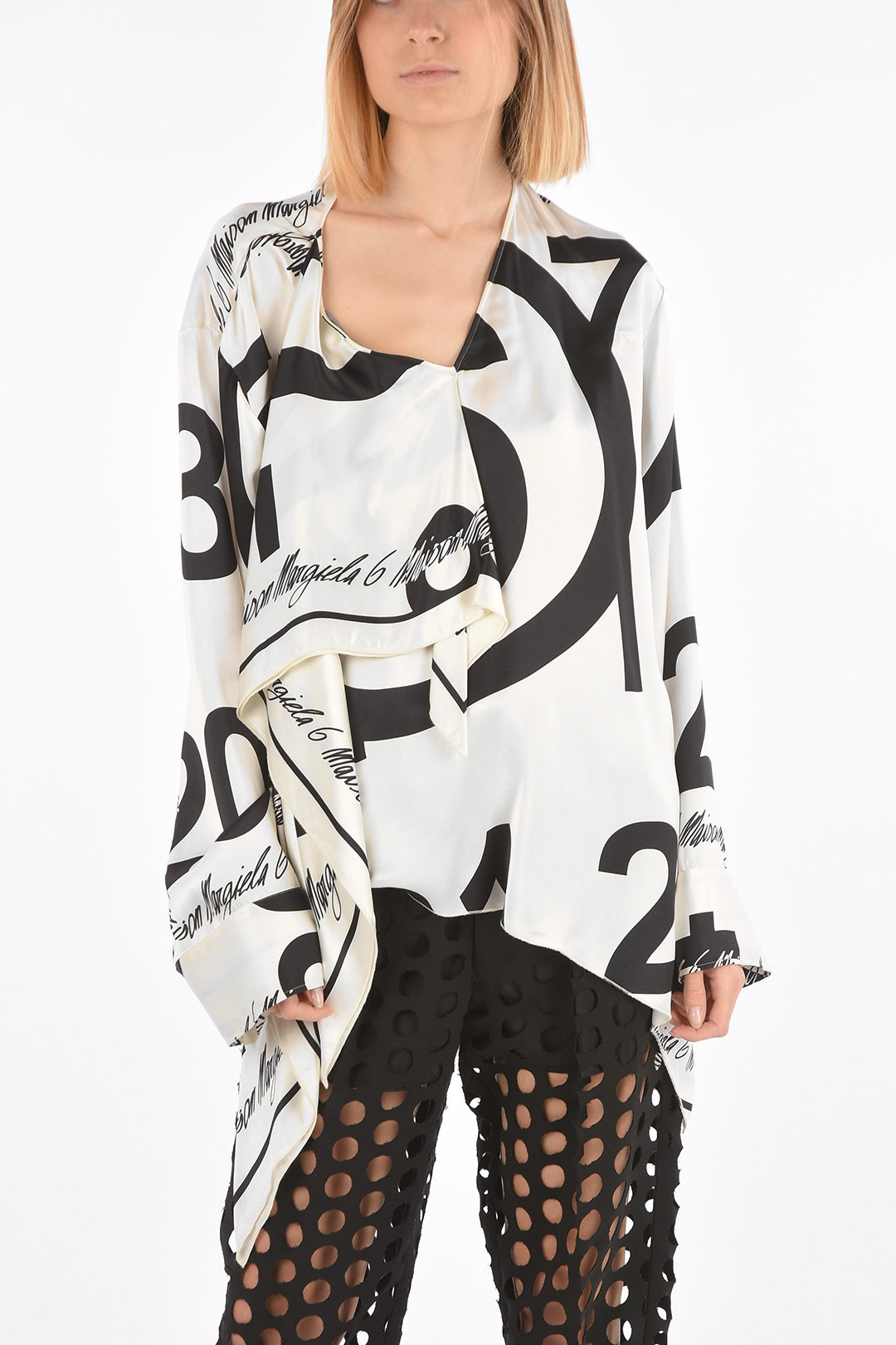 Maison Margiela MM6 All Over Lettering Satin Fabric
