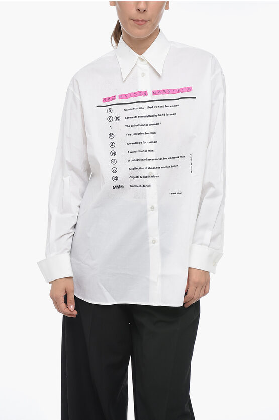 Shop Maison Margiela Mm6 Asymmetric Cotton Shirt With Print