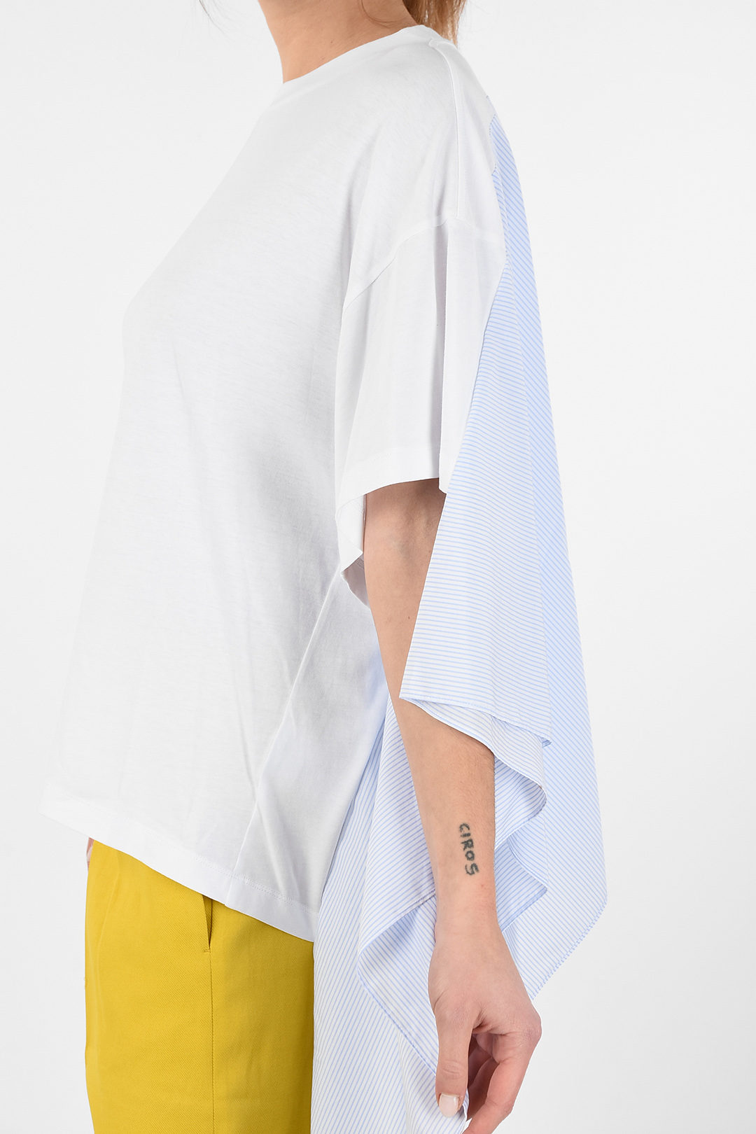 Tシャツ・カットソー MM6 Maison Margiela Asymmetric shirt (S52DT0042M35256 101) Maison Margiela MM6 Asymmetrical T-shirt women - Glamood Outlet