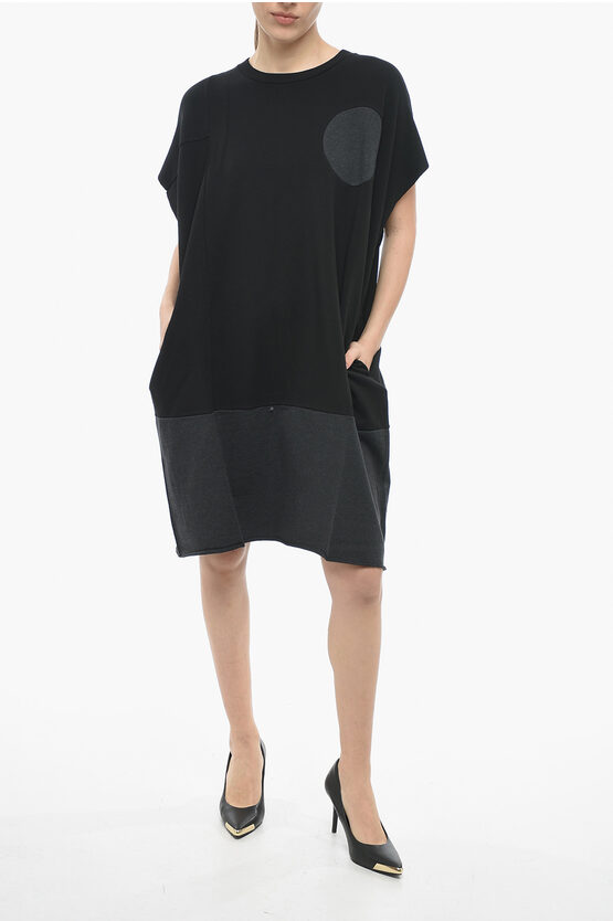Maison Margiela Mm6 Brushed Jersey Tee-dress With Contrasting Details In Black