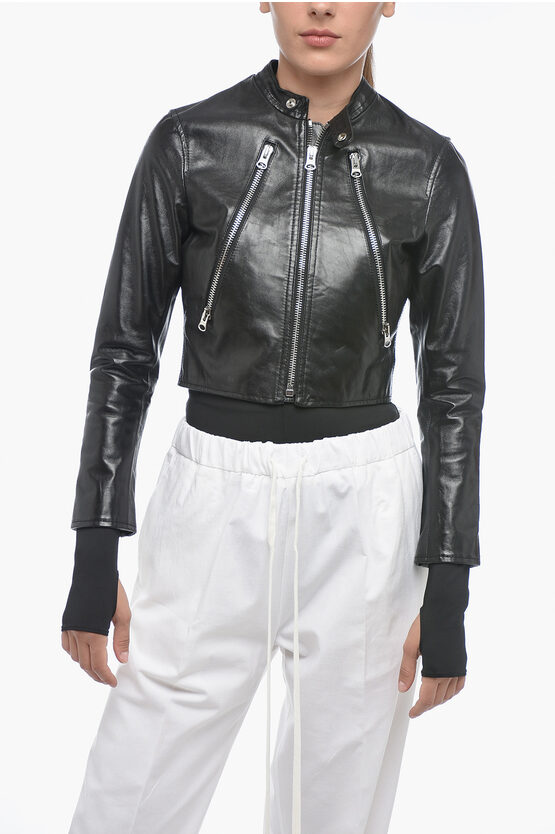 Shop Maison Margiela Mm6 Brushed Leather Cropped Fit Jacket