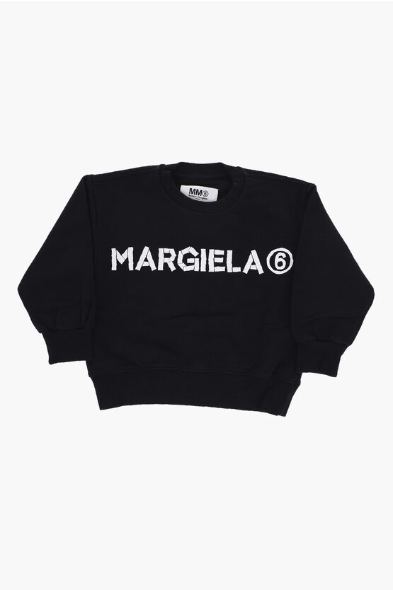 Shop Maison Margiela Mm6 Cotton Crew-neck Sweashirt With Contrast Print