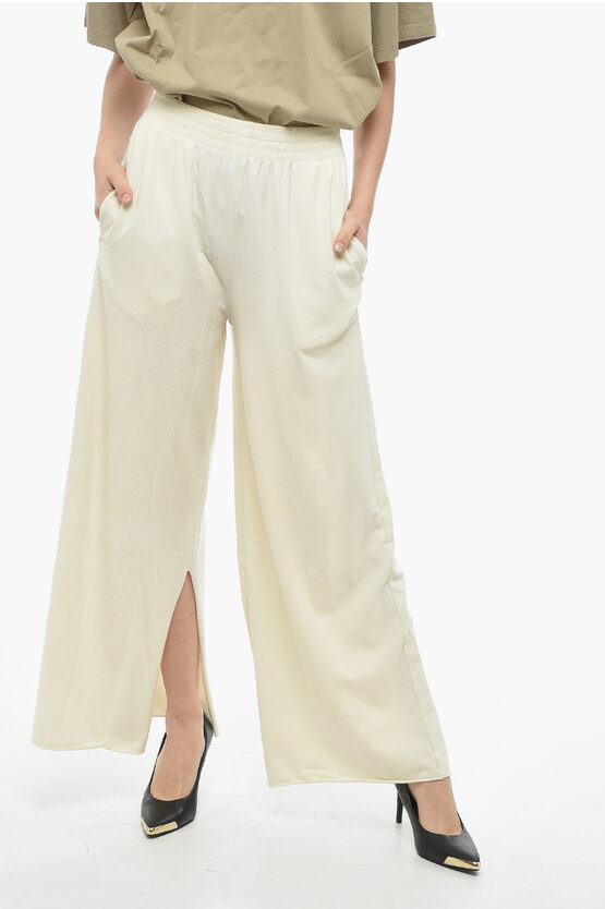 Maison Margiela Mm6 Cotton Flannel Palazzo Pants With Elastic Waistband In Neutral