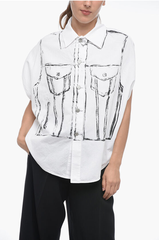 Shop Maison Margiela Mm6 Cotton Garment Bag Shirt With Print