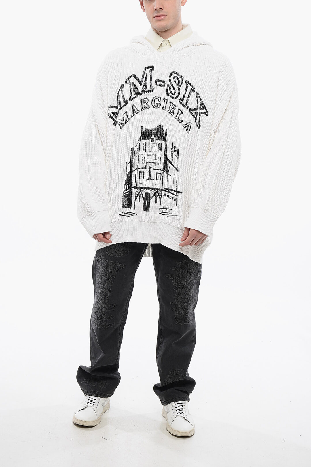 Maison Margiela MM6 Cotton Knit Printed Hoodie men - Glamood