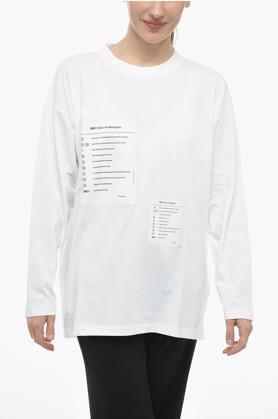 Maison Margiela Mm6 Crew Neck T-shirt With Patches In White