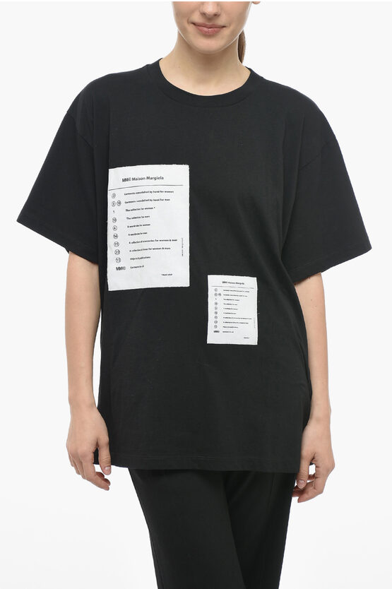 Maison Margiela Mm6 Crew Neck T-shirt With Patches In Black