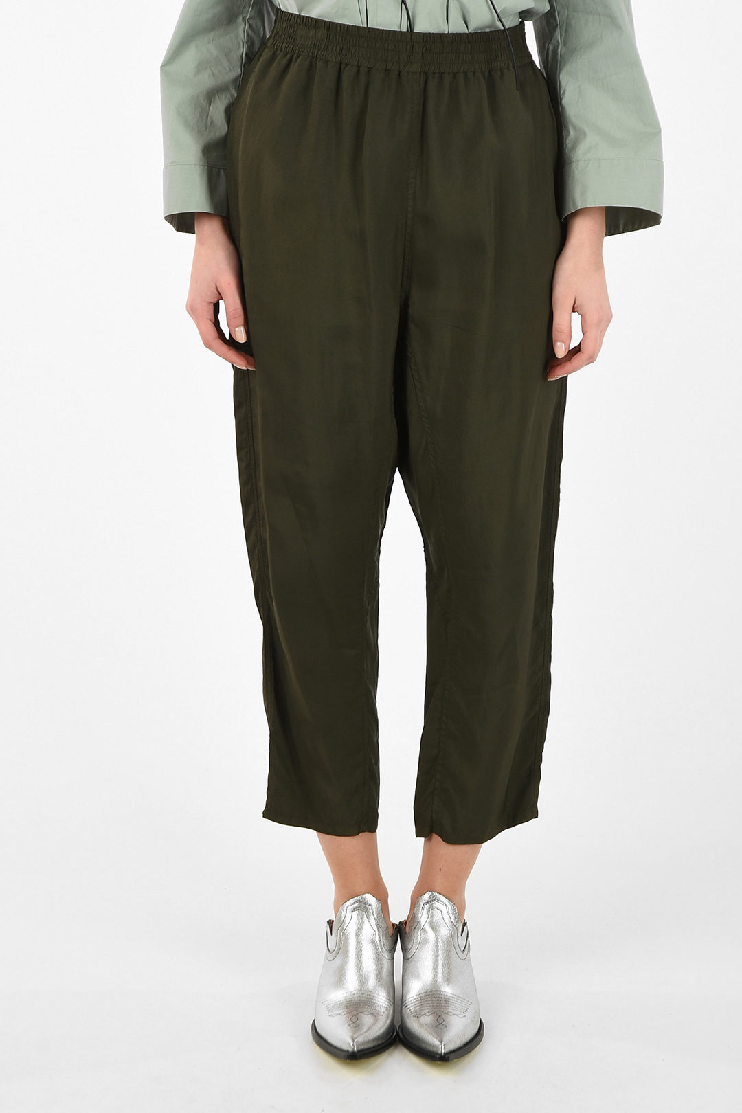パンツ MM6 MAISON MARGIELA Drawstring pants Green Maison Margiela MM6 Drawstring Waist Capri pegged pants