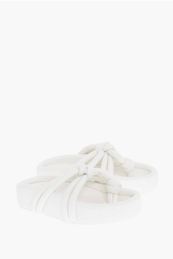 Maison Margiela Mm6 Faux Leather Thong Sandals With Knotted Design In White