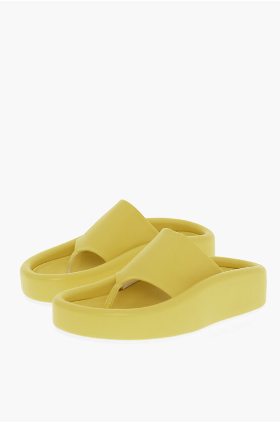 Maison Margiela Mm6 Faux Leather Thong Sandals In Yellow