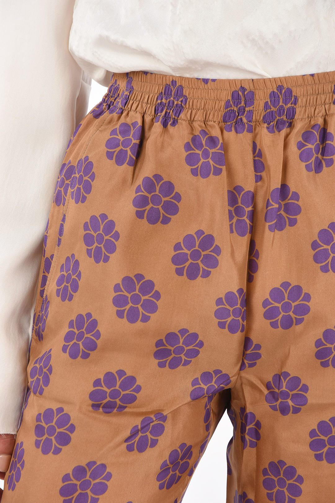 MM6 floral motif silk wide pants