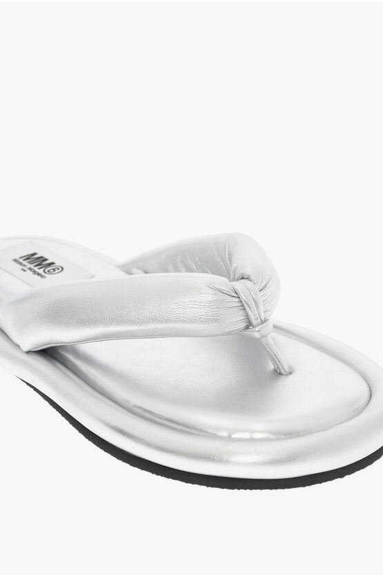 MM6 Infradito in Pelle Vegan Metallizzata