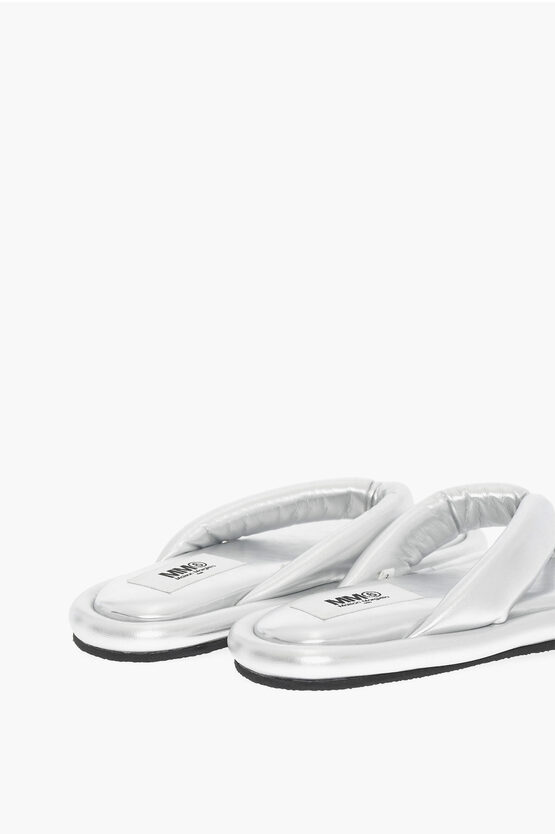 メゾンマルジェラ MM6 LAMINATED FAUX LEATHER FLIP FLOP MAISON MARGIELA MM6 LAMINATED FAUX LEATHER FLIP FLOP