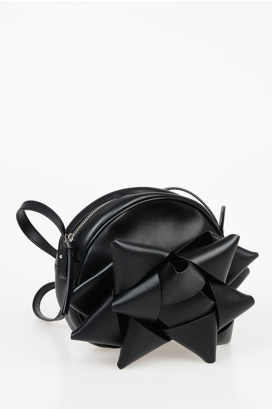 Maison Margiela Mm6 Leather Cockade Shoulder Bag In Black