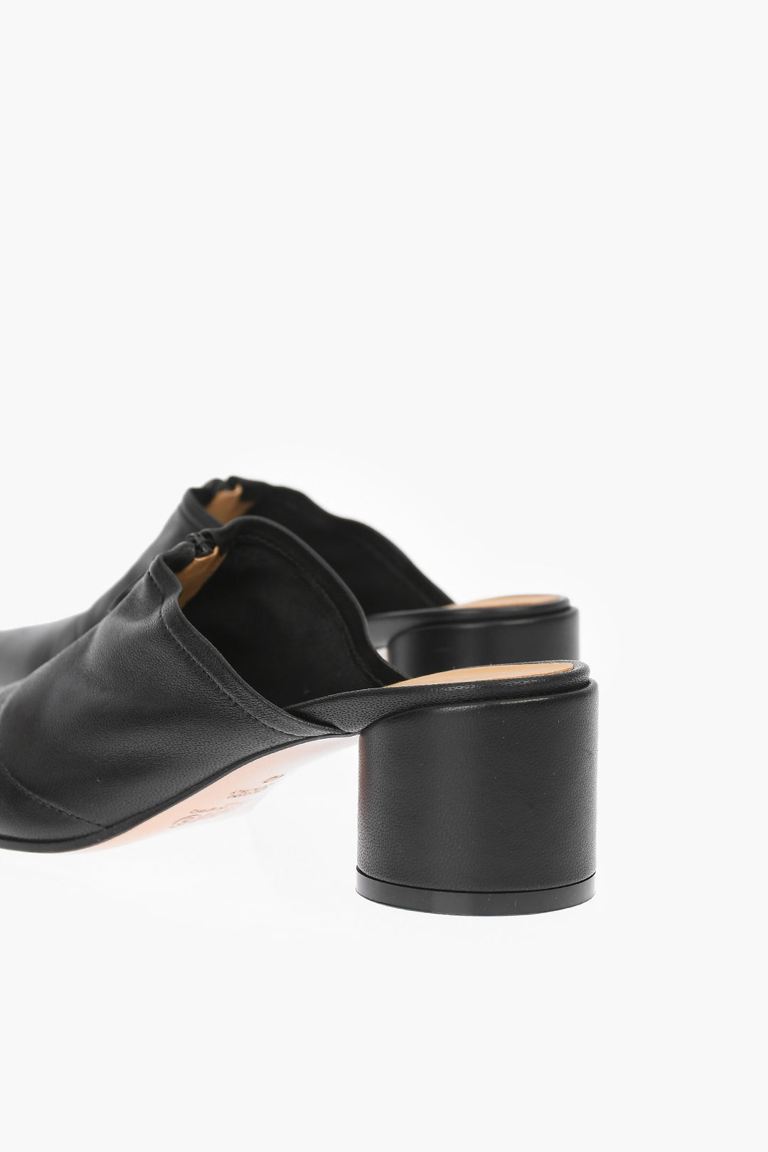 【MM6 MAISON MARGIELA】LEATHER HEEL MULES MM6 Maison Margiela Leather Mules | Black | FARFETCH