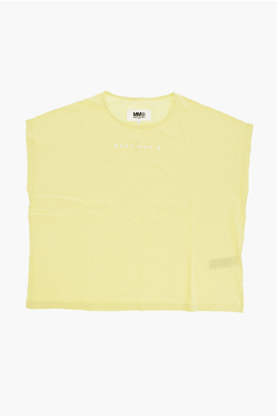 Maison Margiela Mm6 Lightweight Cotton Crew-neck Bathing Suit Cover Up In Yellow