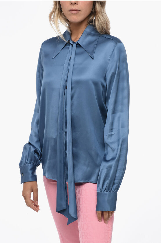 Shop Maison Margiela Mm6 Long Sleeved Shirt With Bow Neckline