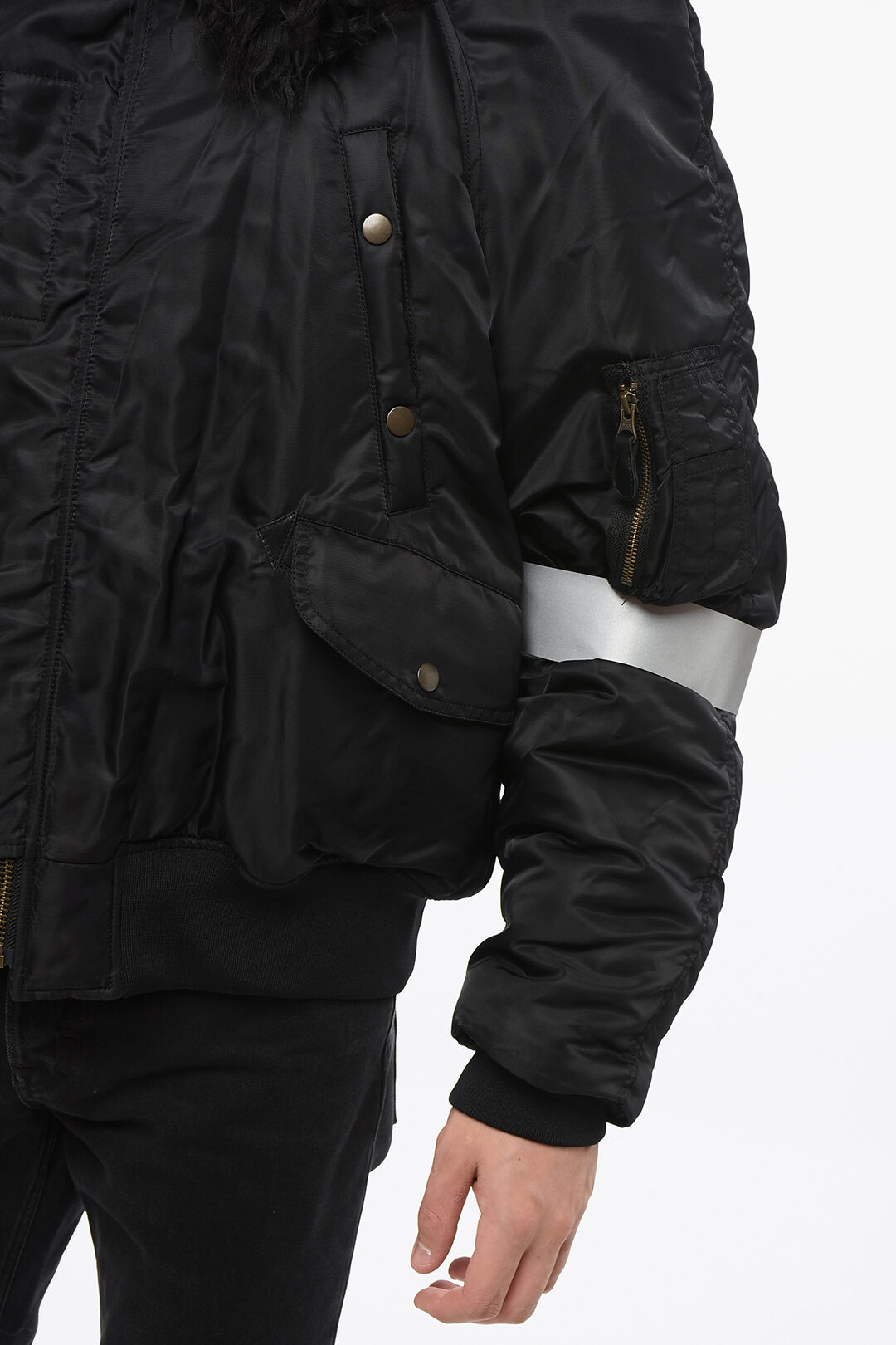 Maison Margiela MM6 Nylon Jacket with Faux Fur Details men