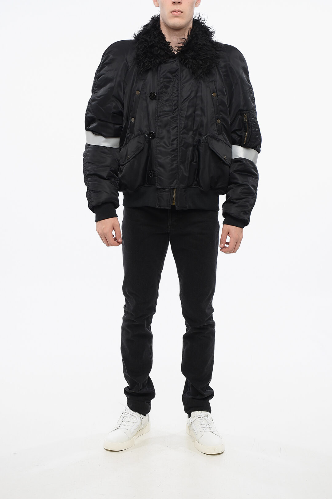 Maison Margiela MM6 Nylon Jacket with Faux Fur Details men