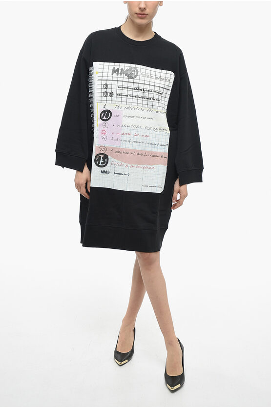 Maison Margiela Mm6 Oversized Fit Jersey Dress With Print In Red