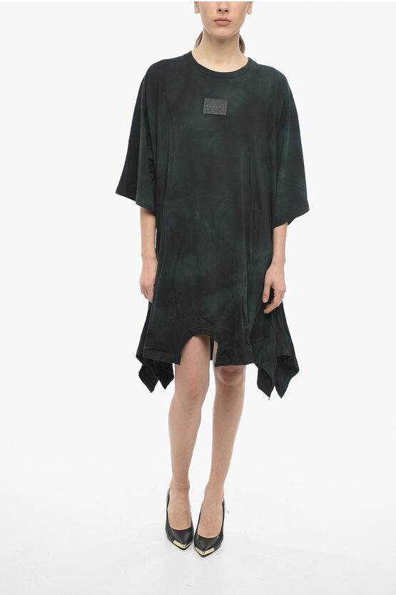 Maison Margiela Mm6 Oversized Fit Jersey Tee-dress With Flared Bottom In Black