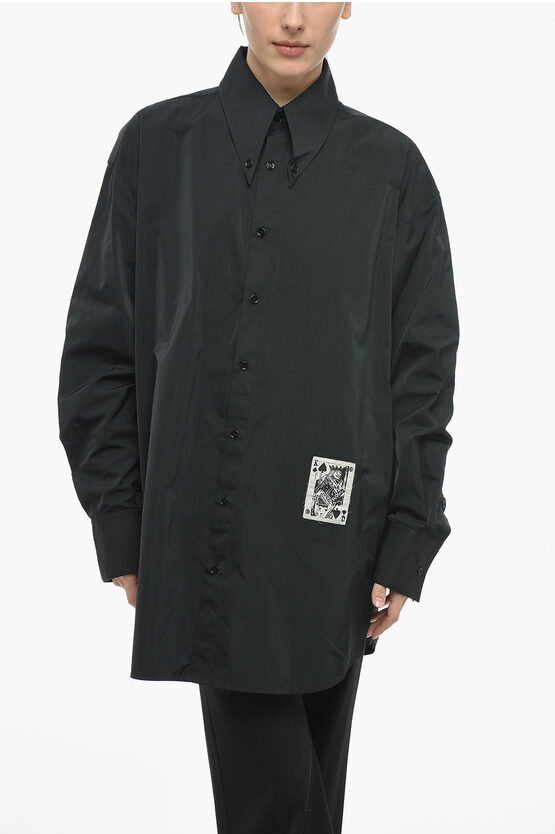 Maison Margiela Mm6 Oversized Playing Shirt With Button-down Collar In Black