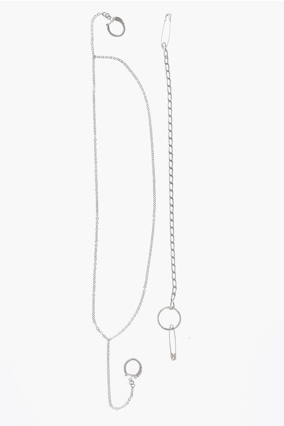Maison Margiela Mm6 Pins With Safety Pins And Chains Desing