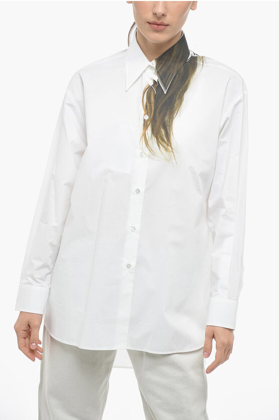 Maison Margiela Mm6 Popeline Cotton Hair Down Shirt In White