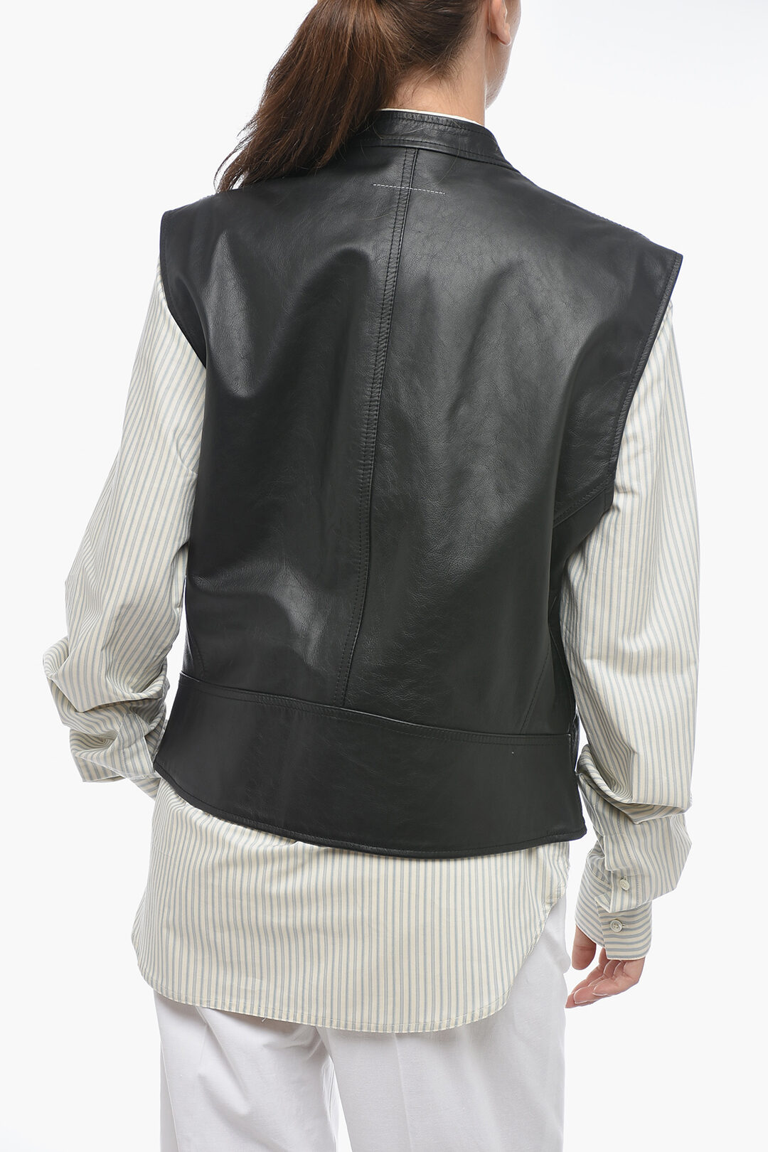 ベスト・ジレ MM6 Maison Margiela FW25 GILET (S52FB0096 S41355 860) Maison Margiela MM6 Quilted Leather Biker Waistcoat women