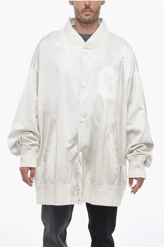 Shop Maison Margiela Mm6 Satin Oversized Bomber Jacket With Snap Buttons