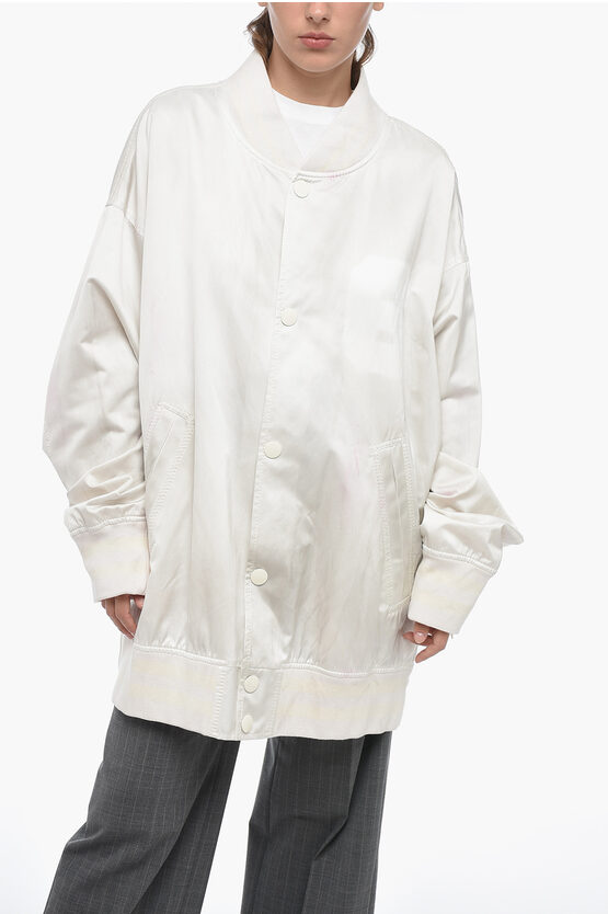 Shop Maison Margiela Mm6 Satin Oversized Bomber Jacket With Vintage Effect