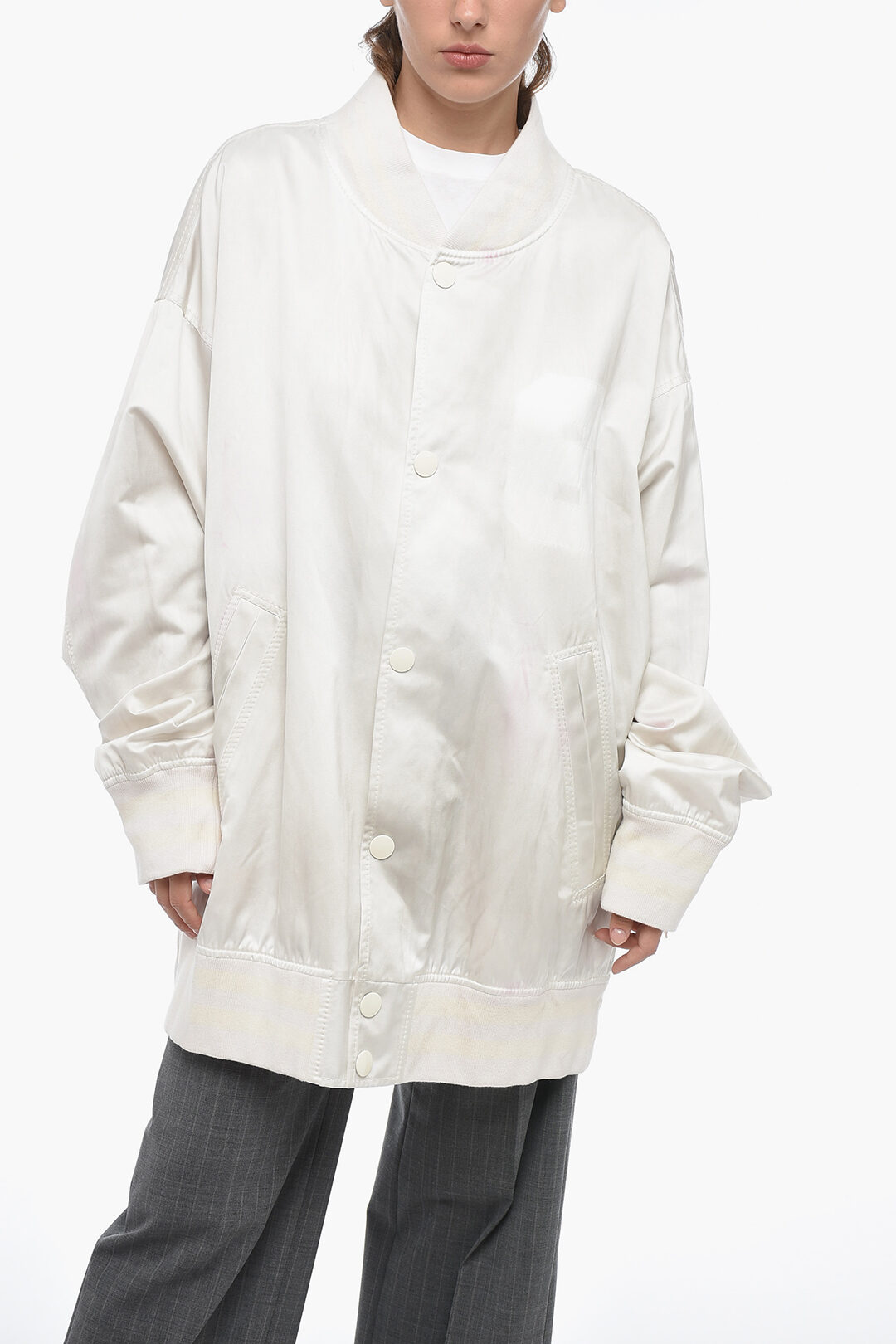 Maison Margiela MM6 Satin Oversized Bomber Jacket with Vintage Effect men -  Glamood Outlet