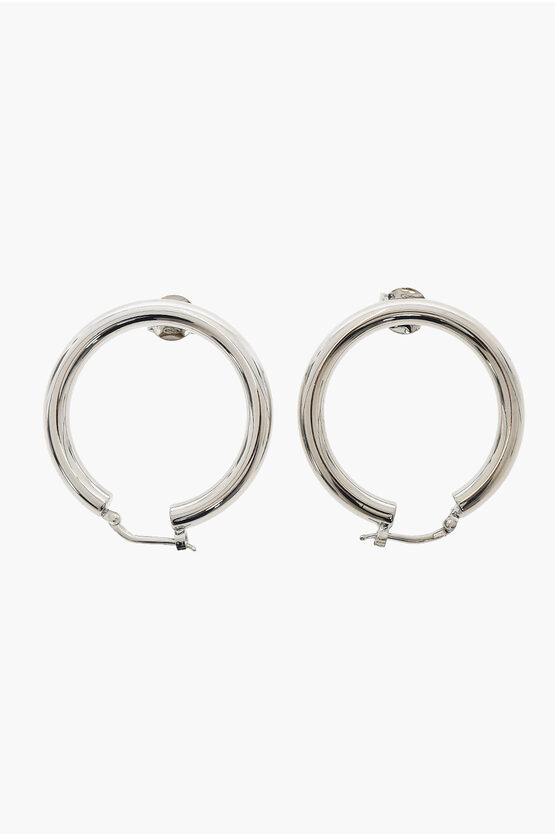 Maison Margiela Mm6 Silver-tone Hoop Earrings In White