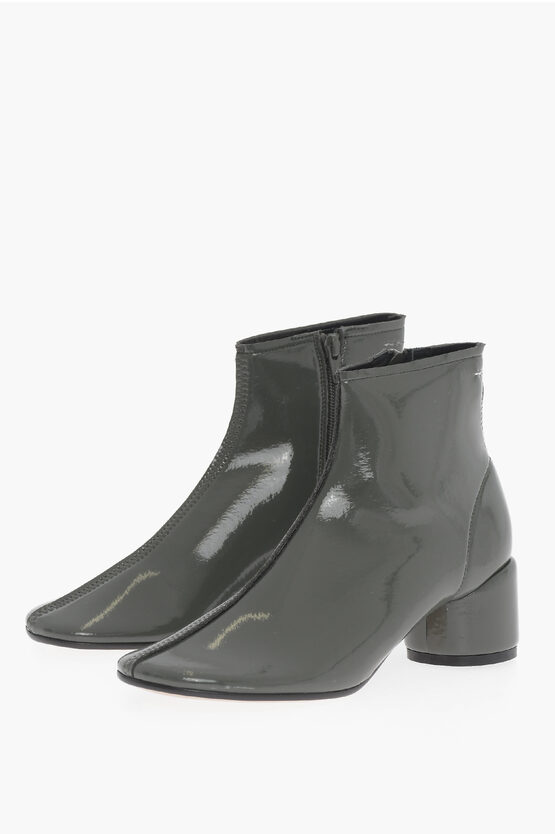 Maison Margiela Mm6 Solid Color Ankle Boots With Zip Closure Heel 5.5cm In Black