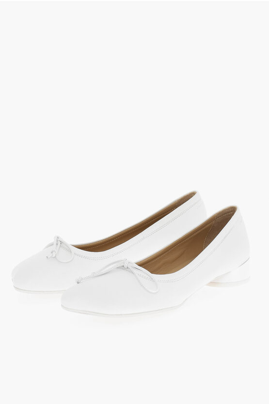 Maison Margiela Mm6 Solid Color Leather Ballet Flats Heel 2.5cm In White