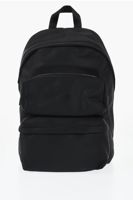 Maison Margiela Mm6 Solid-color Nylon Backpack With Tone-on-tone Logo