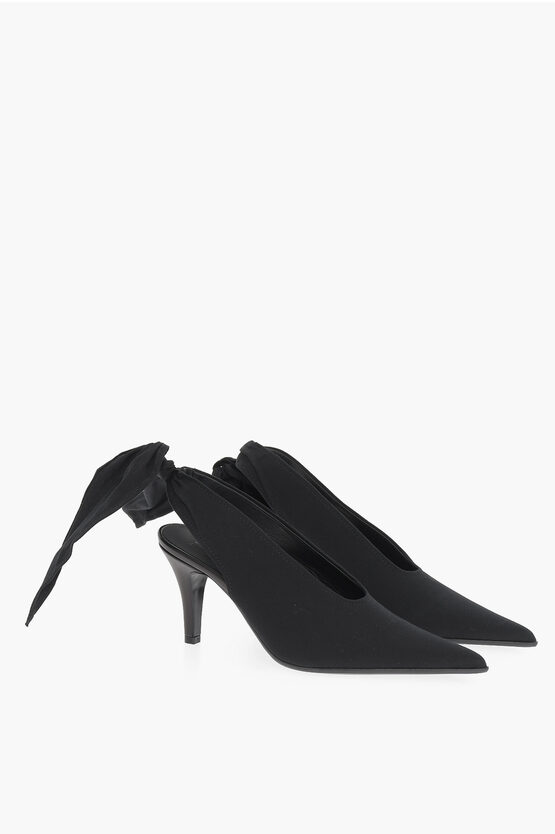Maison Margiela Mm6 Solid Colour Slingback Pumps With Bow Heel 8.5cm In Black