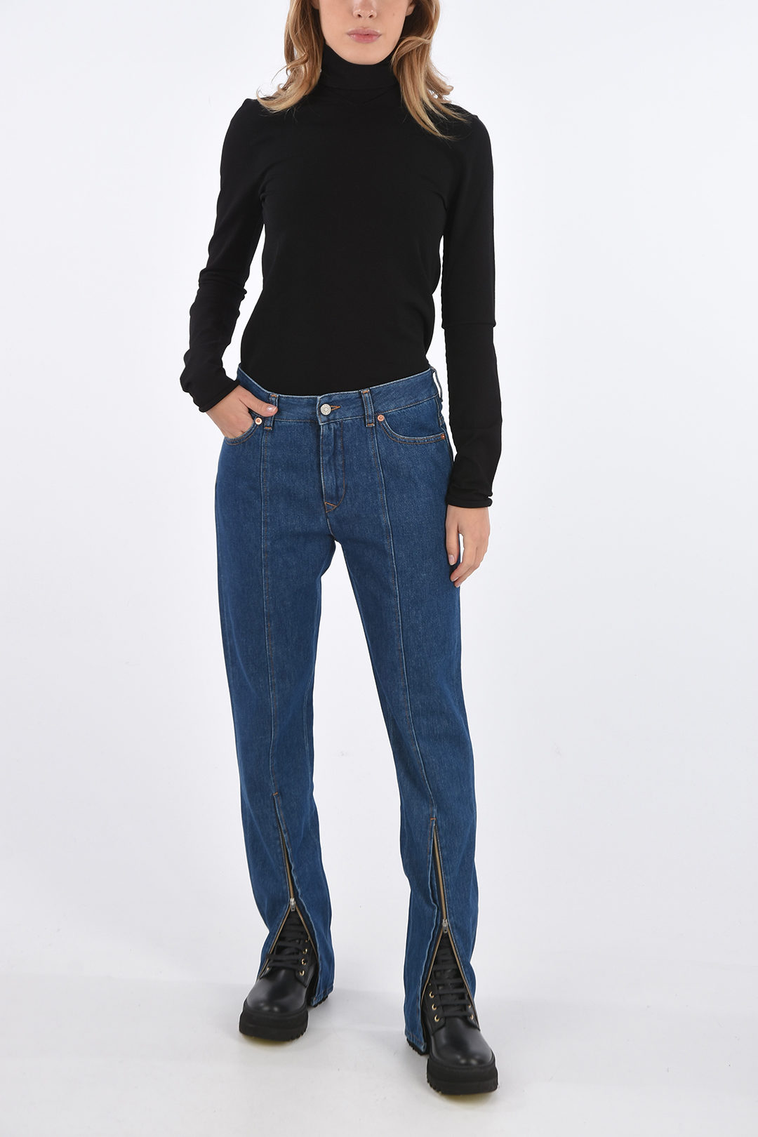 Maison Margiela MM6 Straight fit jeans with ankle zip women