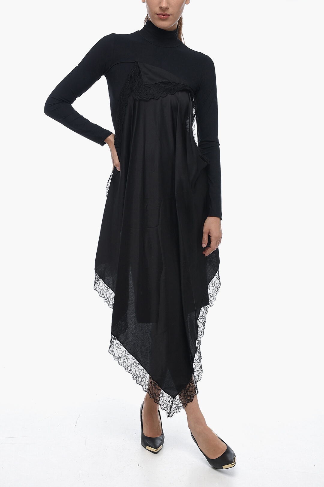 【送料&関税込】Maison Margiela Dress Maison Margiela Ladies Black Silk Viscose Midi Dress, Brand