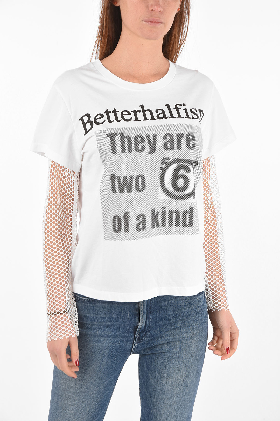 Women Print Round neck Openwork T-shirt Women Print Round neck Openwork T-shirt