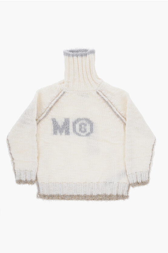 Shop Maison Margiela Mm6 Turtleneck Sweater With Lurex Details