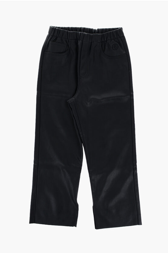 Maison Margiela Mm6 Vegan Leather Pants With Drawstring Waist