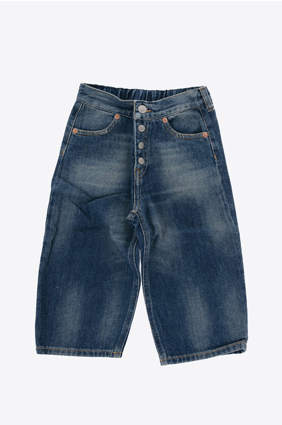 Shop Maison Margiela Mm6 Vintage Effect Jeans With Logoed Buttons