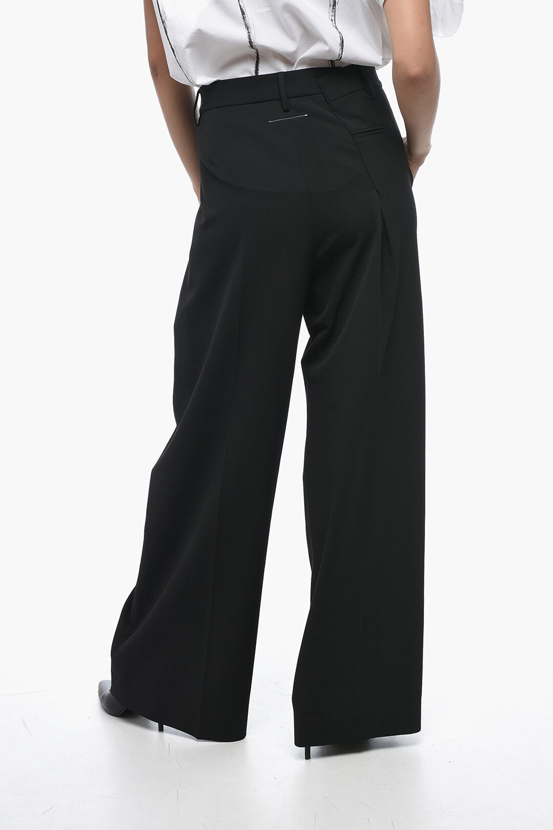 ★MM6 Maison Margiela★ Pleated Wide Pants Black S62KB0199M3 Maison Margiela MM6 Wide-leg Pleated Pants women - Glamood