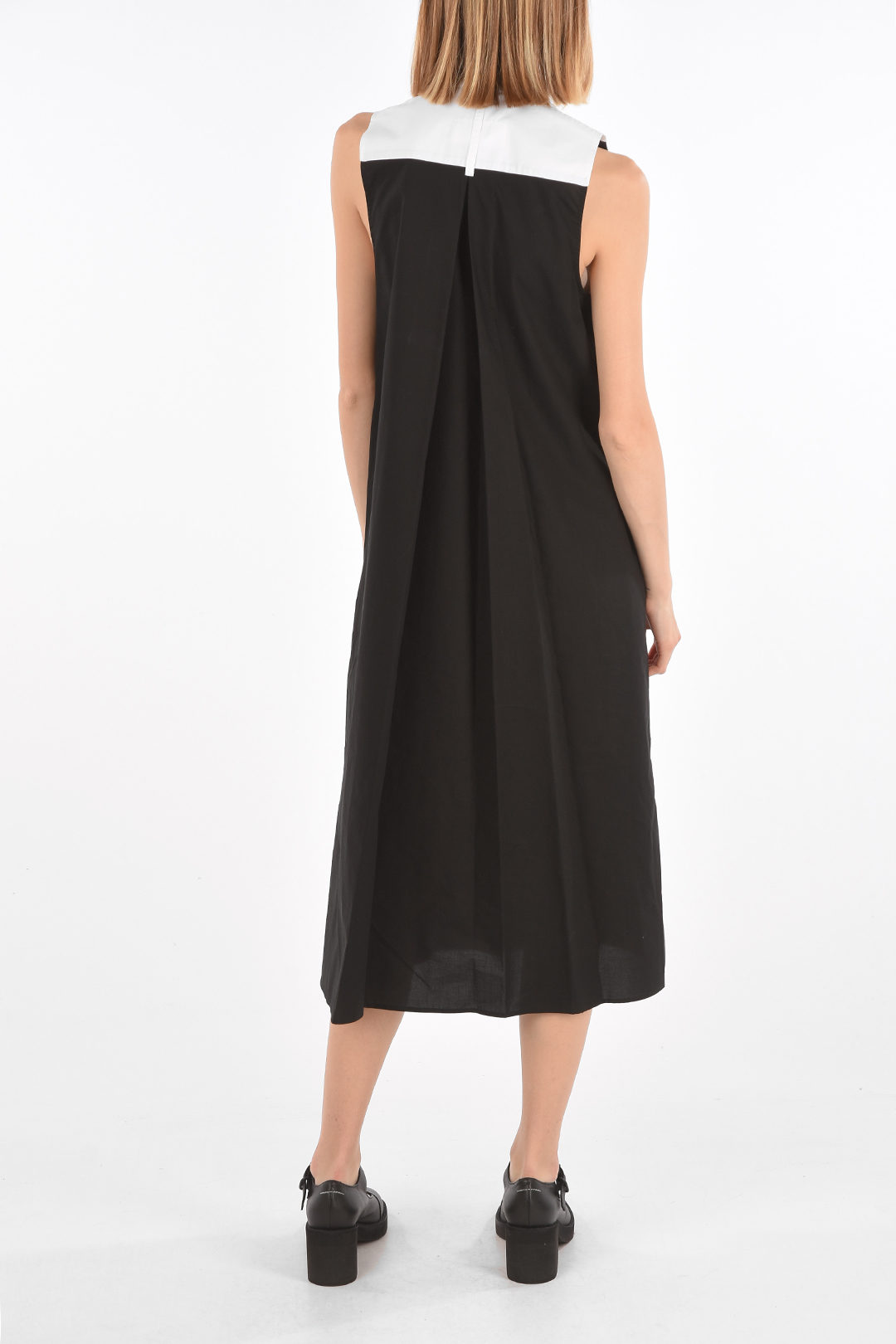 Maison Margiela MM6 wing tip collar two-tone shirt dress women 